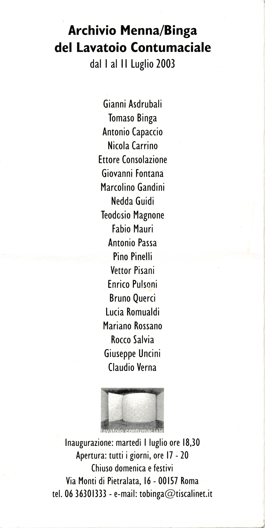 2003 Roma Archivio Menna-Binga