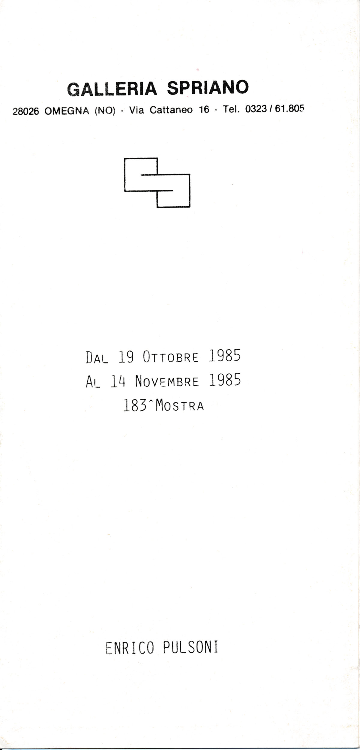 1985 Omegna Galleria Spriano