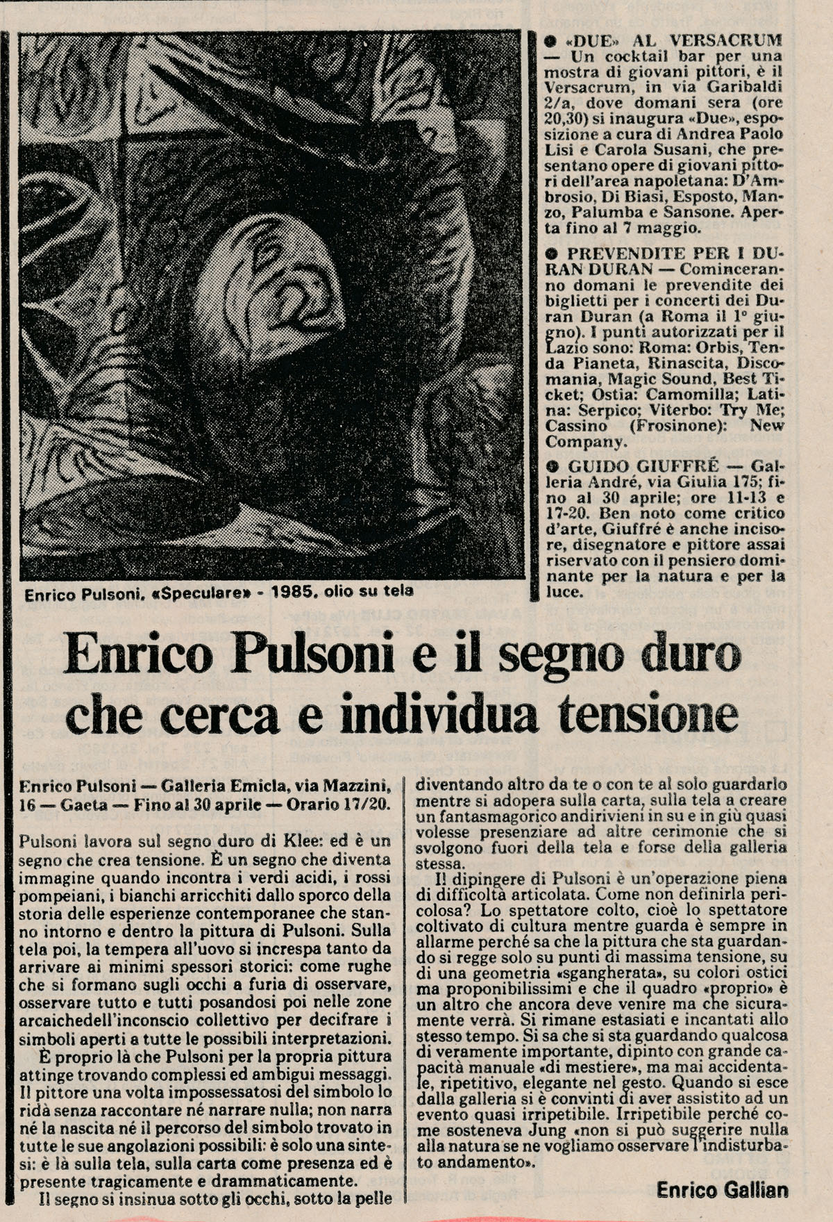 1987 Gaeta Galleria Emicla L'Unità gallian
